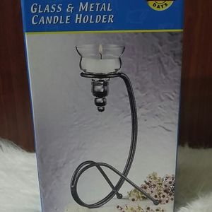 Glass and Metal Tea Light Candle Holder